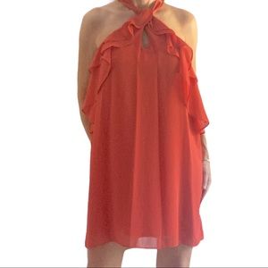 BCBGeneration Chili Ruffle Halter Dress
